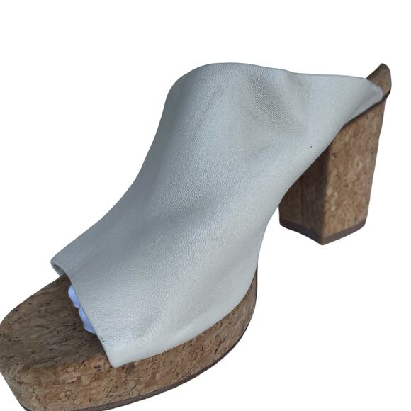 Women's Vince Wyatt-E Flax Leather Open Toe Cork Heel Slip-On Wedge Sandals 6M - Picture 13 of 14